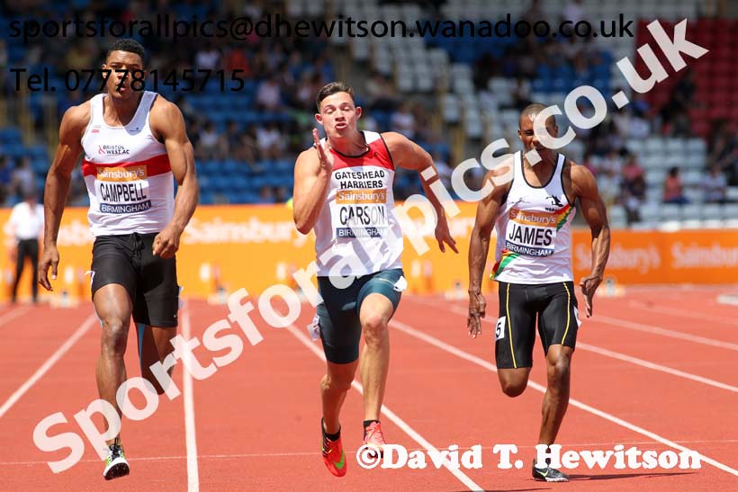 Mens 100 metres, Sainsbury's British Champs, Alexander Stadium, Birmingham. Photo: David T. Hewitson/Sprts for All Pics